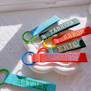 Bold Font Personalized Embroidery Name OR Number Bag Tag, Backpack Tag, Custom Key chain, Lunchbox Tag, Bottle Tag, Luggage Tag, Kids Gifts