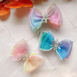 Snowflake Ribbon Bow for baby kids girl toddler Frozen Elsa Princess Hair Bow clip Snowflake headband hair ties kids hair accessories Party