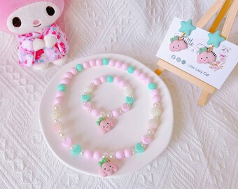 Cloud Baby Jewelry SET per bambina e bambino, orecchino a clip per bambini, collana e braccialetto della bambina, regalo di 1 ° compleanno, vestito per la festa della ragazza