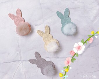 Easter Bunny Pompom hair clips for baby toddler girl Snap clips Glitter snap clips Easter hair bows Rabbit hair clip Hair Bow Easter clips