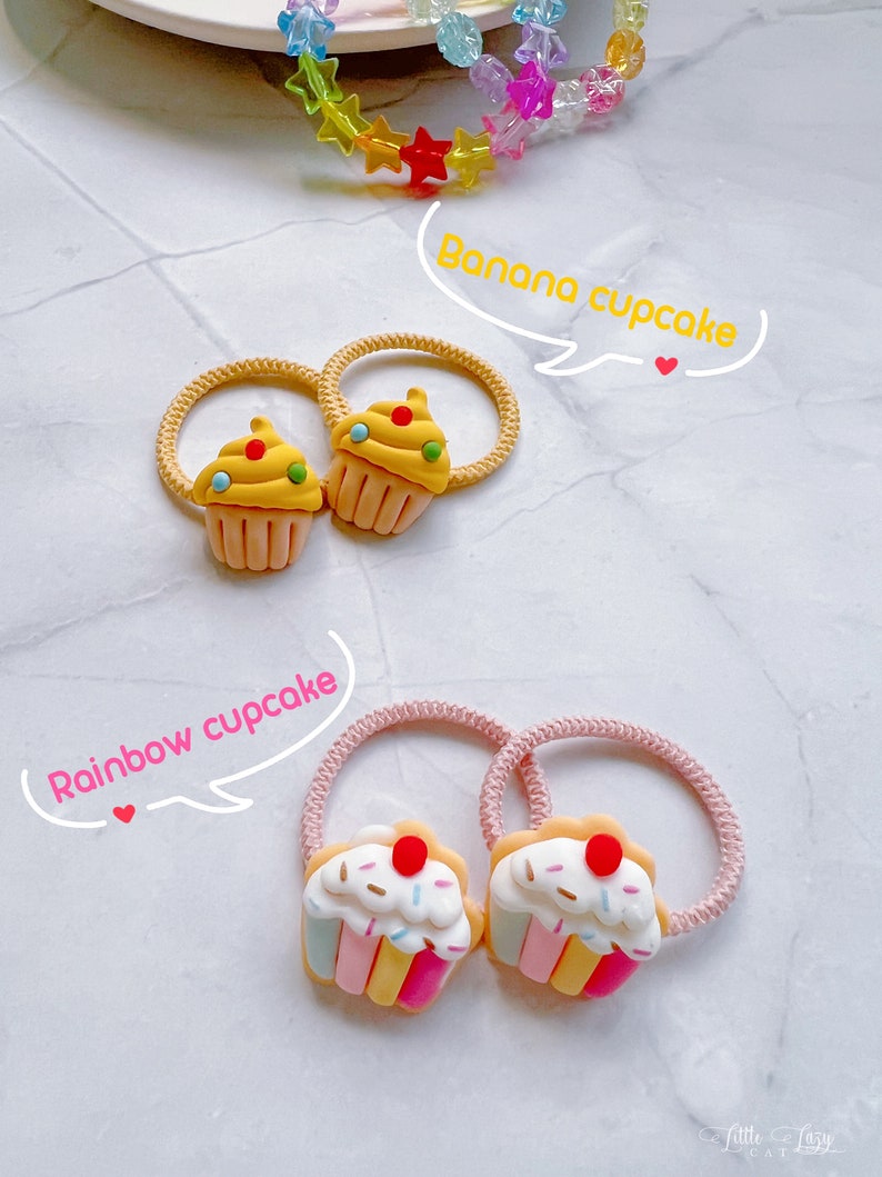 Set of 2 Ice Cream Hair Ties for Baby Toddler Girls Kids Hair Ties Set Elastic Hair Tie Hair Accessories Toddler Hair Holder gift for girl image 4