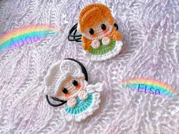 Disney Princess Crochet Hair Ties for Toddler Girl Kids, Elsa Hair