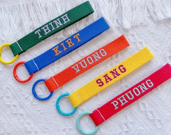 EXREA Bold Font Personalized Name Tag,Children Backpack ID Tag,Custom Bag Charm,School Bag Tag,Back to School,Embroidery Name tag,Boy's Gift