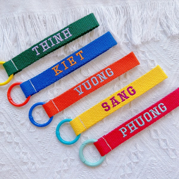 EXREA Bold Font Personalized Name Tag,Children Backpack ID Tag,Custom Bag Charm,School Bag Tag,Back to School,Embroidery Name tag,Boy's Gift