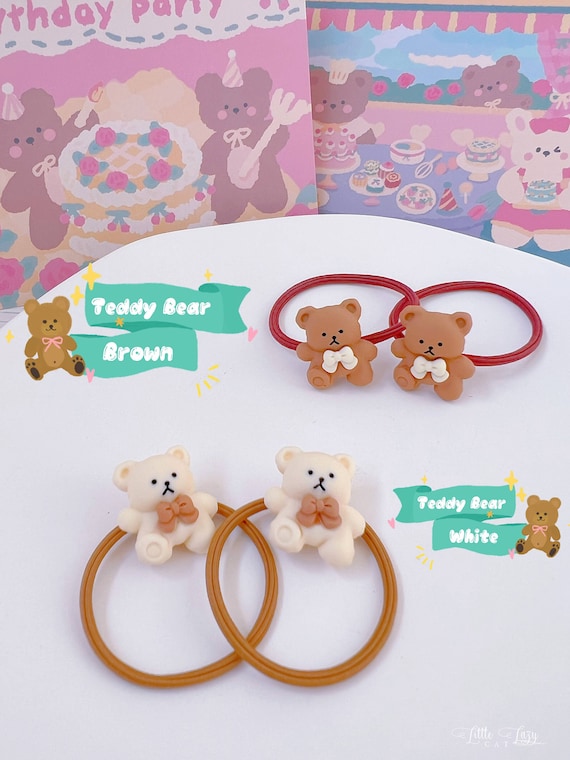 PAIR Teddy Bear Hair Ties for baby toddler girl,Cute Bear Hair Accessories,Toddler Hair Holder,gift for girl,Teddy Bear gift, Birthday gift