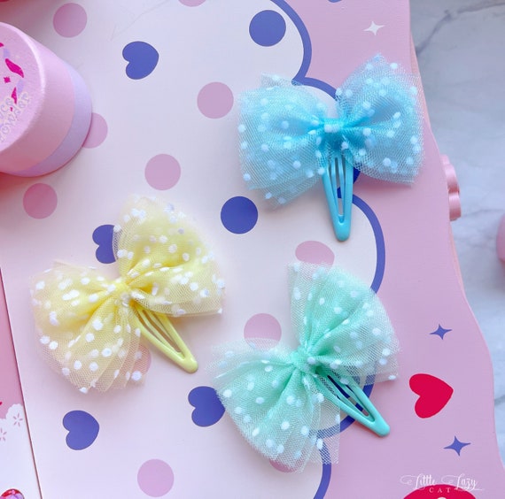 Tulle Bow Hair Clips for Toddler Girl Kids Tulle Snap Clips Hair Bow Clips Tulle  Ribbon Bow Snap Hair Clips Gift for Girl Hair Accessories 