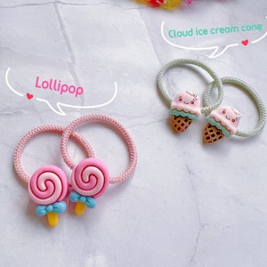 Set of 2 Ice Cream Hair Ties for Baby Toddler Girls Kids Hair Ties Set Elastic Hair Tie Hair Accessories Toddler Hair Holder gift for girl image 9