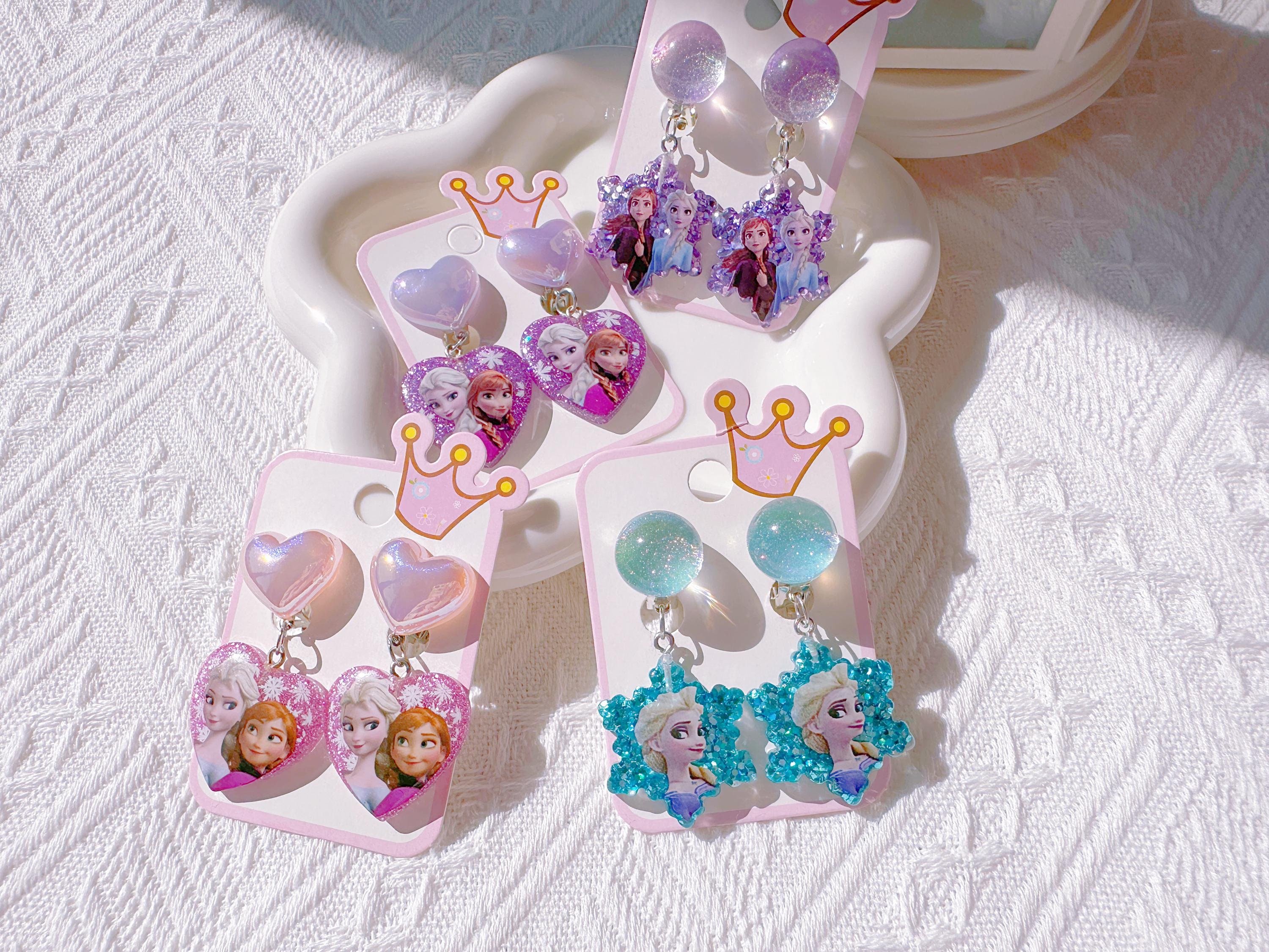 6 Paires De Boucles D’oreilles Clips Colorées Pour Oreilles Non Percées – Résine Mignonne Pour Déguisement Princesse