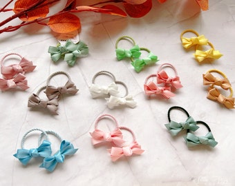 2 Satin Hair bow with hair Ties For baby girl toddler kids Satin bow hair ties Hair Bow baby hair ties Satin Hair Bow hair accessories