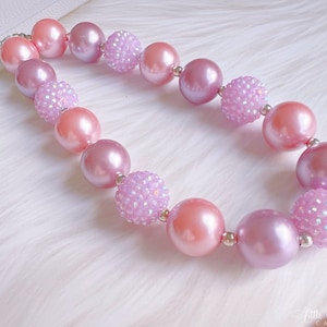 Collier Bubblegum Bébé Filles, Collier Bébé Lavande, Collier Perles Bubblegum Fille, Collier Chunky Filles, Collier Bébé Grand Collier Perles Cadeau