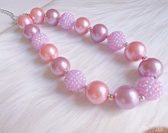 Baby Girls Bubblegum Necklace, Lavender Baby Necklace, Girl Bubblegum Bead Necklace, Girls Chunky Necklace, Toddler Big Bead necklace gift