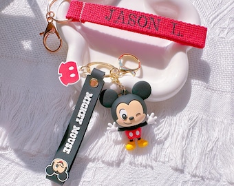 Personalized Disney Mickey Keychain,Custom Embroidery Name OR Number Bag Tag,Disney Character Key Ring,Personalized BagTag,Back to School
