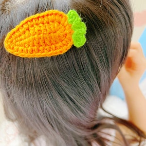 Crochet Carrot Hair Clips, crochet bunny hair clips, Carrot Hair Clips, Carrot Hair Pins, girl toddler kids baby hair clips hair accessories carrot hair clips