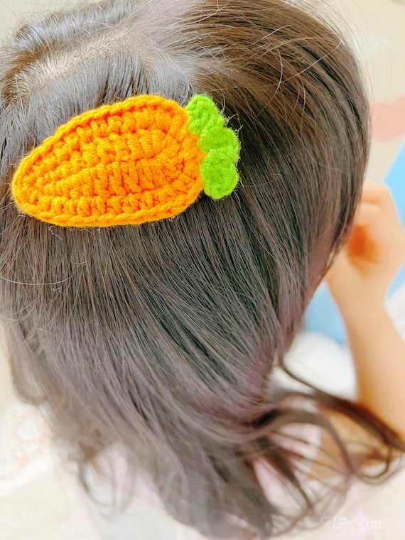 かぎ針編みのニンジンヘアクリップ、かぎ針編みのウサギのヘア