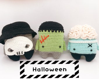 Crochet Halloween decorations, crochet finished product, halloween decorations, halloween gift, zombie, skull, Frankenstein, home decoration