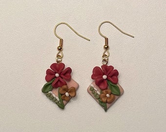 Intricate Handmade Floral Clay Earrings