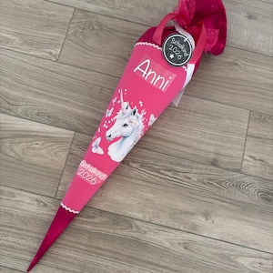 Schultüte Zuckertüte Einhorn zum Ergobag MondzauBär aus Stoff Schmetterling Sterne beere pink Weltall mit Name