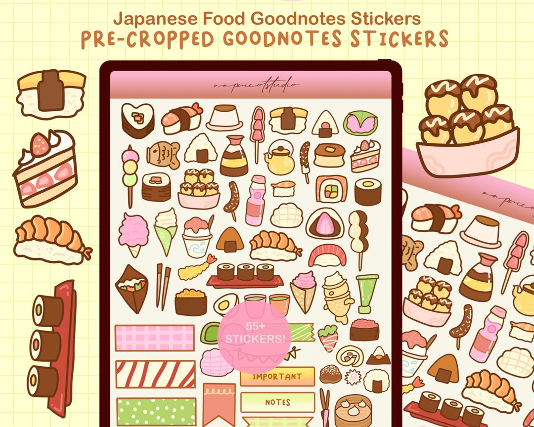 Japanese Food Goodnotes Stickers, Cute Sushi Precropped Planner