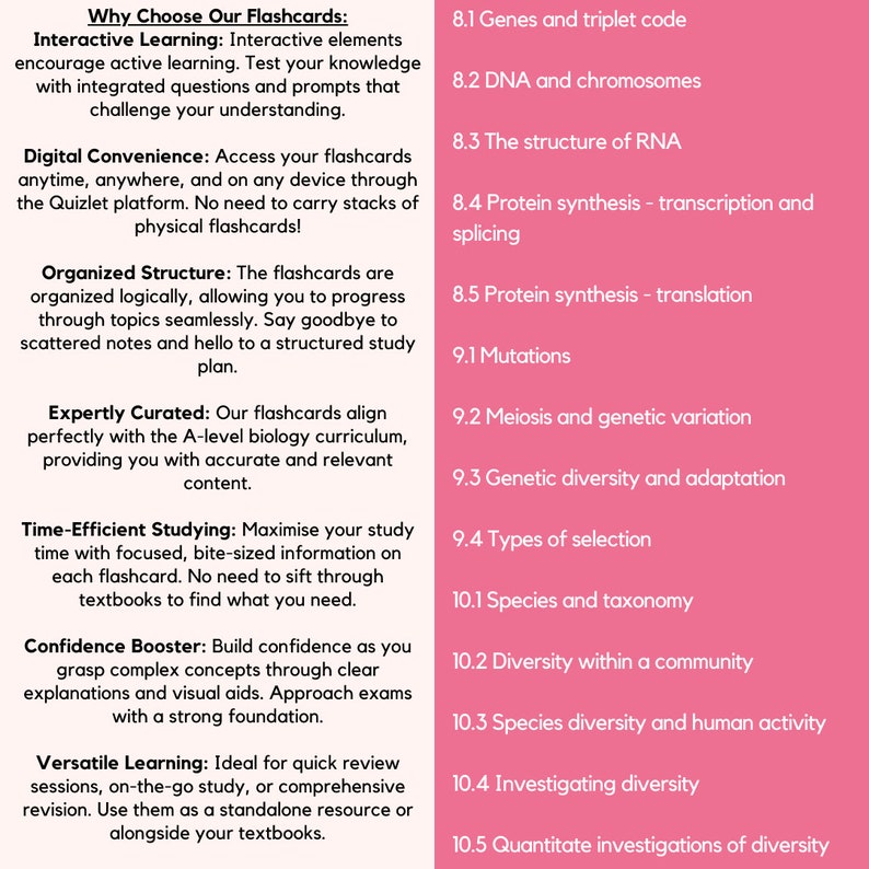 AQA A A Level Biology Flashcards Information Etsy