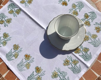 Tablecloth daffodil hand-printed