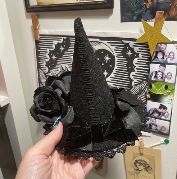 MADE TO ORDER - Little Witch Hat - Black Rose Mini Witch Hat