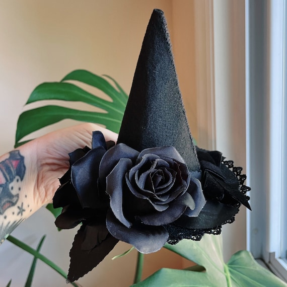 MADE TO ORDER - Little Witch Hat - Black Rose Mini Witch Hat