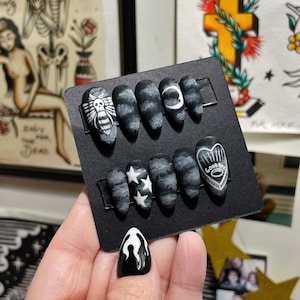 MADE TO ORDER - Death Moth - Handpainted Gel Spooky Cute Goth Witchy Press on Nails from Frilled to Death Adornments