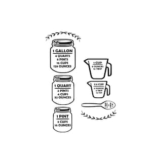 kitchen measurements sign svg, measuring cups digital files, kitchen measurement craft, baking svg, bakers cheat chart svg, measurements svg