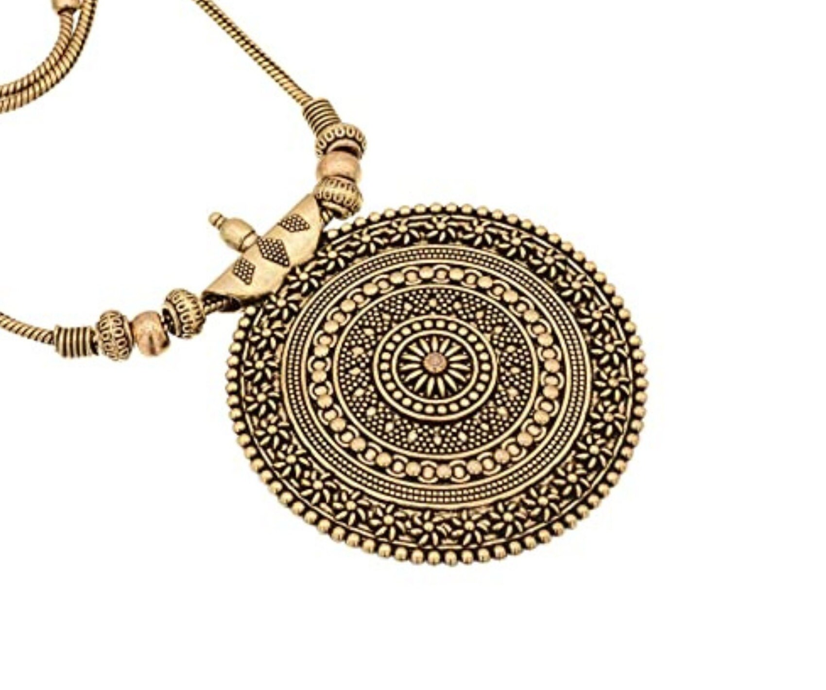 Golden oxidised necklace best sale