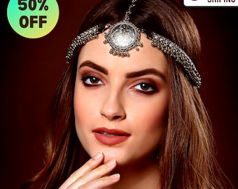 Meilleur cadeau matha patti oxydé pour elle, mathapatti style Mangtika, pièce pour le front pour toutes les occasions, bijoux de cheveux pour une mariée.