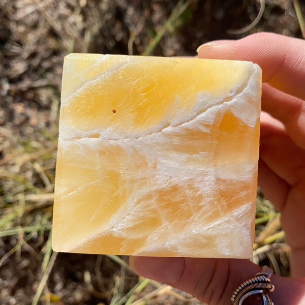 Yellow Honeycomb Calcite Balancing Cube (432 grams)