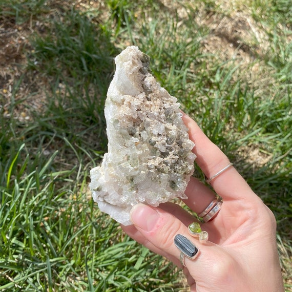 Quartz Cluster with Chlorite Inclusions and Sparkle (193 grams)