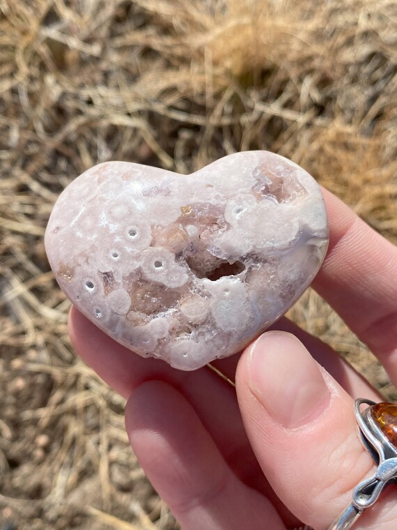 Pink Amethyst Flower Agate Heart (45 grams)