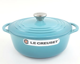 Le Creuset Cast Iron Bis Round Cocotte 2-3/4qt / 2.6L Round Dutch Oven ~ Caribbean Teal