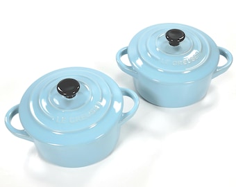 Le Creuset Stoneware Mini Cocottes 8oz / 250ml Color ~ SKY BLUE ~ Set of 2