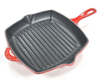 Le Creuset Cast Iron Square Griddle Pan 26cm / 10" ~ CERISE Red