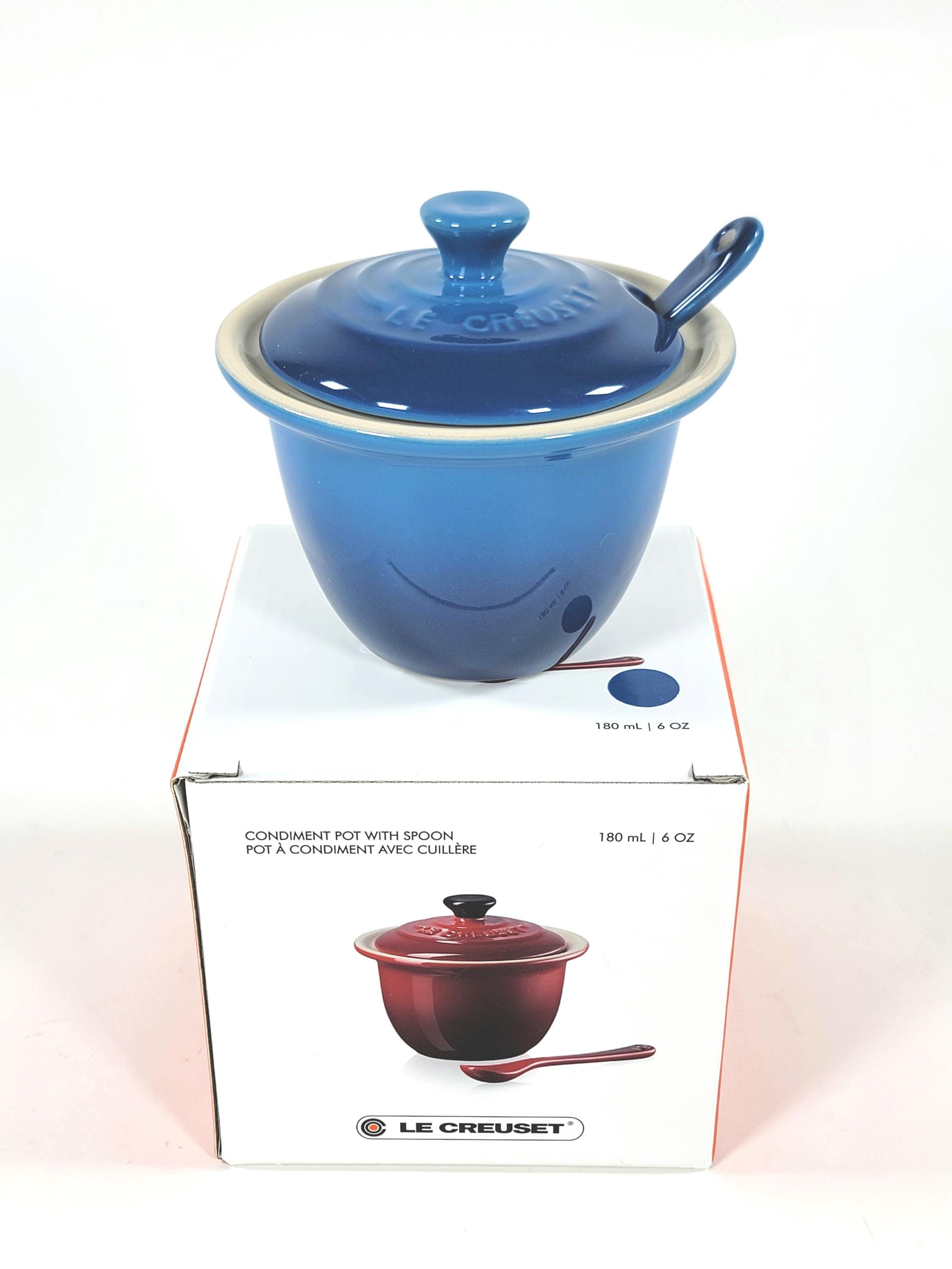 Le Creuset Stoneware Indian Condiment Pot With Spoon NIB 6oz