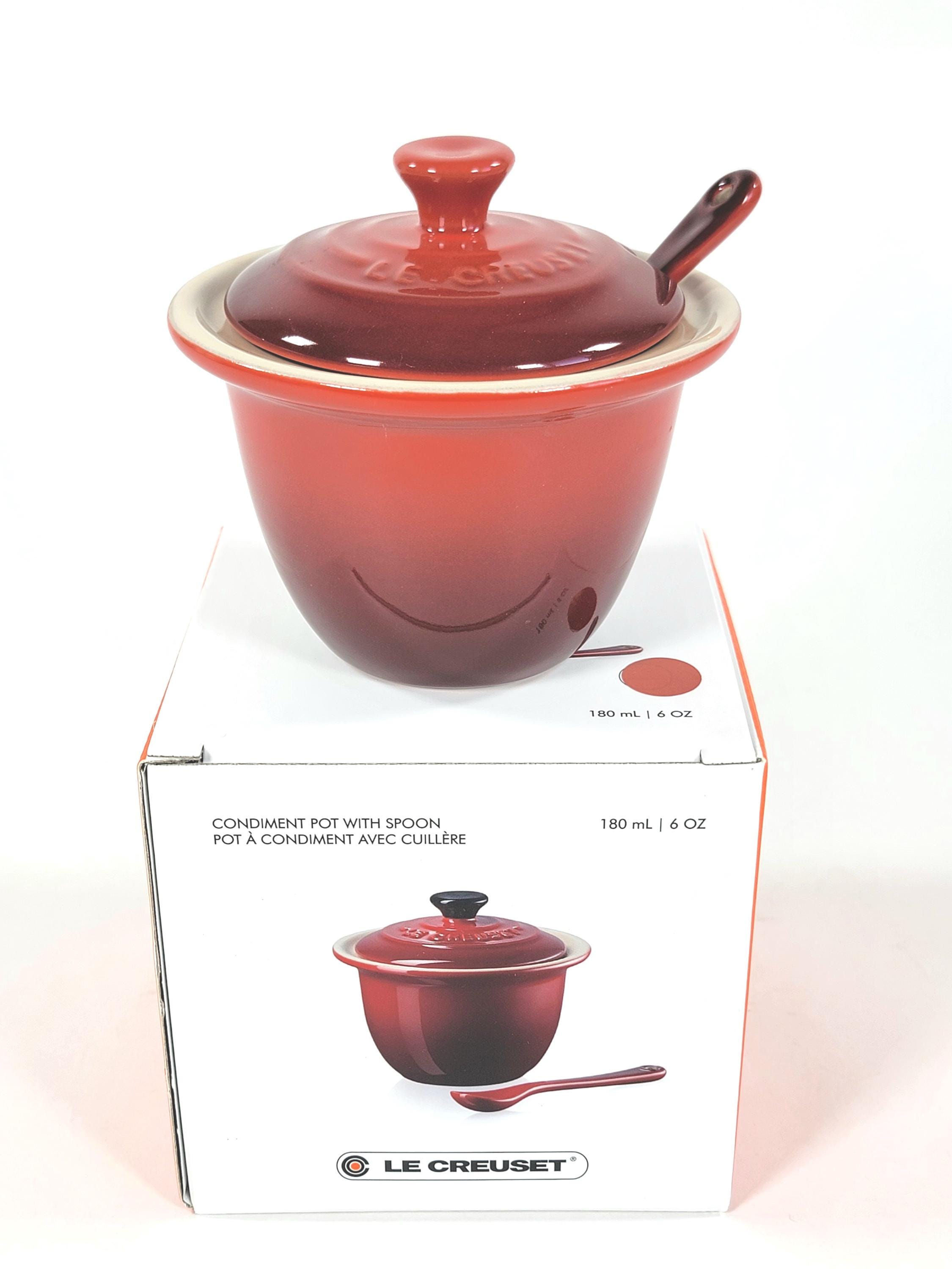 Le Creuset Stoneware Indian Condiment Pot With Spoon NIB 6oz