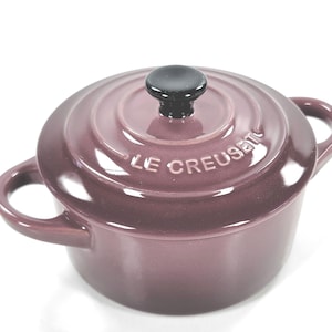 Le Creuset Stoneware Mini Cocotte Black Knob Lid 10cm / 8oz Color ~ FIG