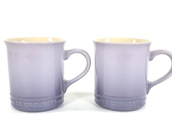 Le Creuset Stoneware Vancouver Coffee Mug 14oz  Color ~ Bluebell Purple / Provence ~ Set of 2