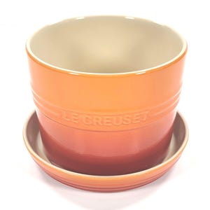 Le Creuset Stoneware Herb Planter with Tray 14cm / 4in ~ FLAME (Volcanique)