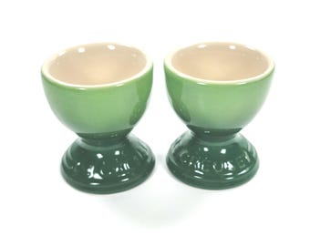 Le Creuset Stoneware Footed Egg Cups Set of 2 color ~ BAMBOO Green