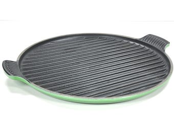 Le Creuset Cast Iron Round Griddle 32cm / 12&quot; Color ~ ROSEMARY Green