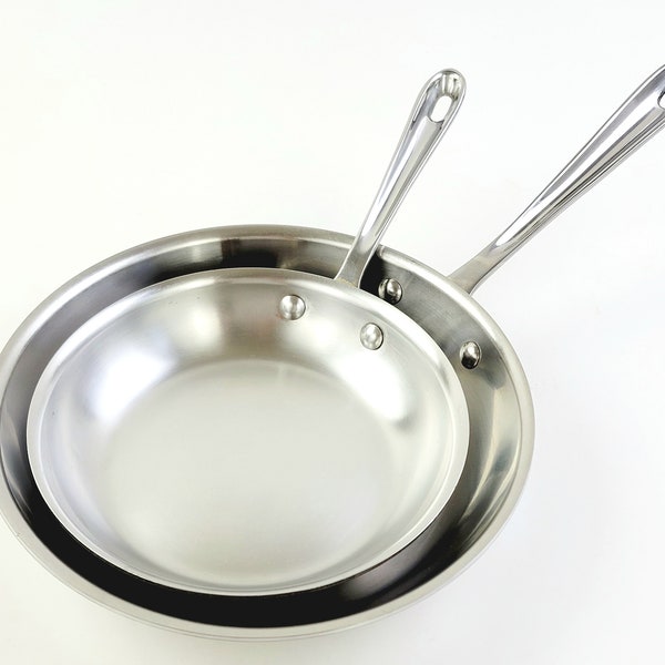 All-Clad Tri-Ply Stainless Steel Skillet Fry Pan Set ~ 8" & 10"