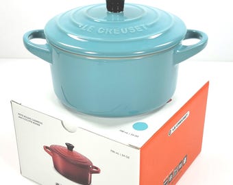 Le Creuset Stoneware Medium Size Cocotte 700ml / 24oz NIB  Color ~ TURQUOISE
