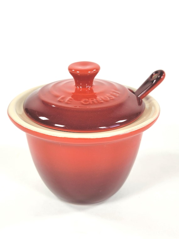 Le Creuset Stoneware Indian Condiment Pot With Spoon NIB 6oz