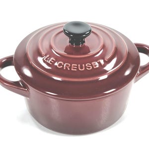Le Creuset Stoneware Mini Cocotte Black Knob Lid 10cm / 8oz Color ~ RHONE