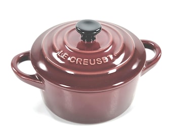 Le Creuset Stoneware Mini Cocotte Black Knob Lid 10cm / 8oz Color ~ RHONE