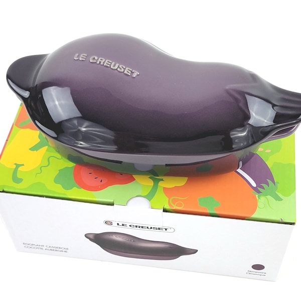 Le Creuset Stoneware Mini Eggplant Casserole Petite Cocotte Dish Cassis Purple