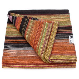 Recycled Cotton Throw Blanket - Large Sofa Cover, Pet Friendly, Heavy Bedspread - Outdoor Blanket -Traditional Portuguese Woven 150x210cm Orange